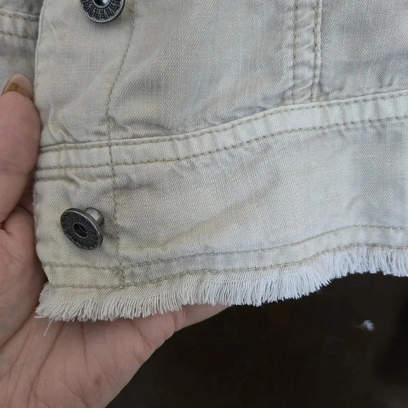 Anthropologie Marrakech | Lightweight Beige Cream Denim Style Jacket Sz S - Picture 5 of 6